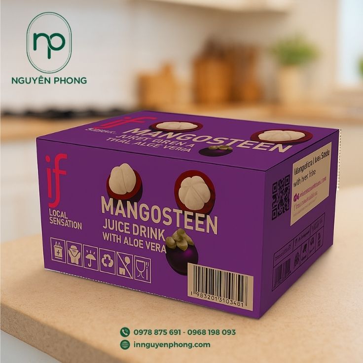 Mẫu thùng carton đựng măng cụt in màu đẹp